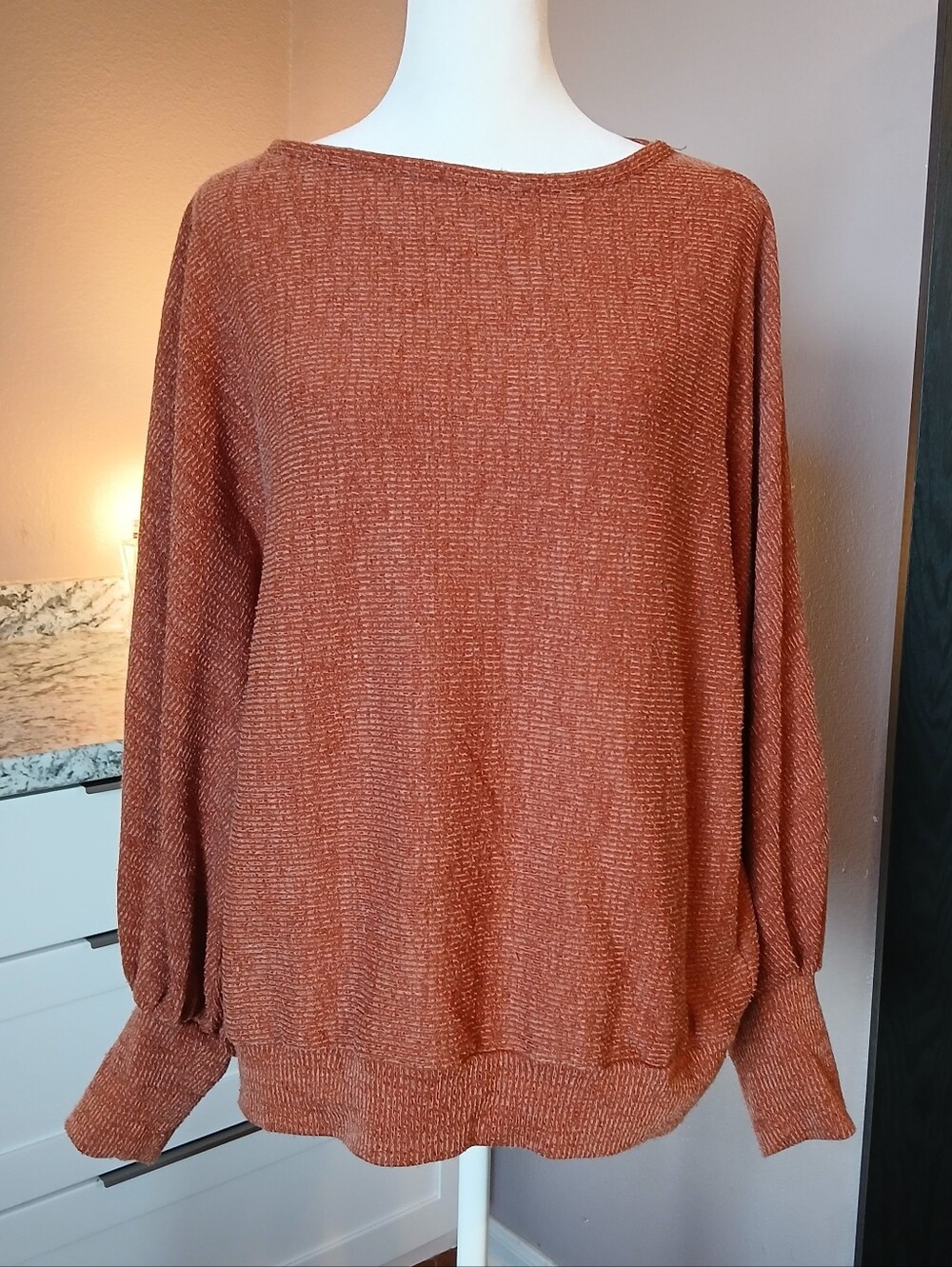 Max Studio Rust Blouse Top Long Sleeve Dolman Sz L Fall